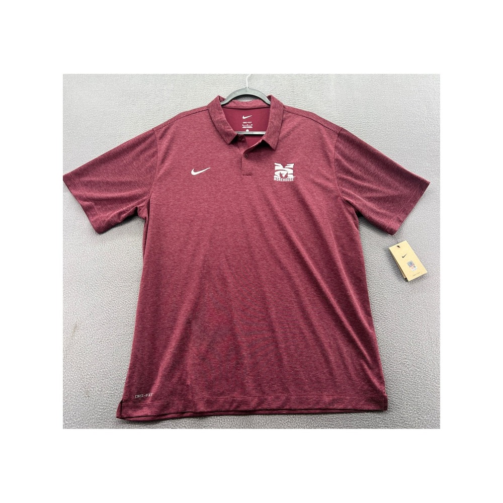 Nike Polo Shirt Morehouse College Dri-FIT Deep Maroon M51959 XL NEW